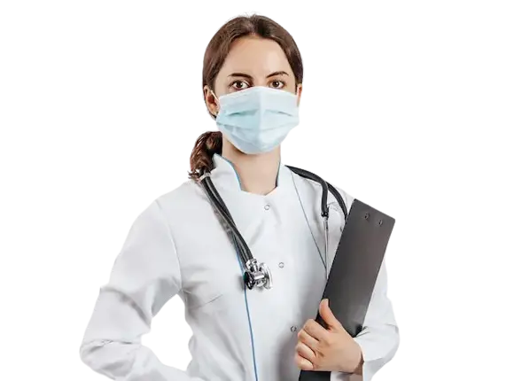 doctor wiearing mask and stethoscope